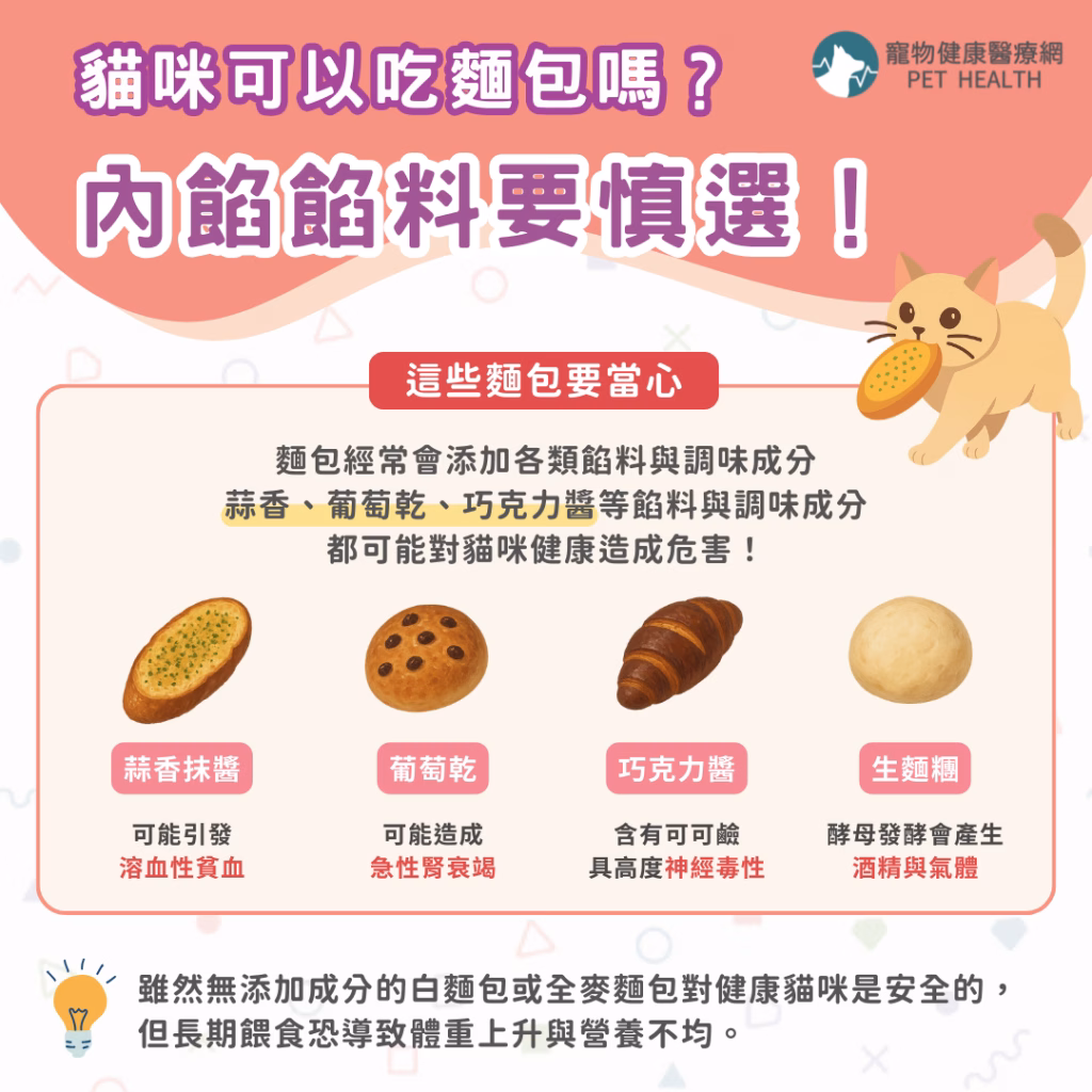貓咪可以吃麵包嗎？