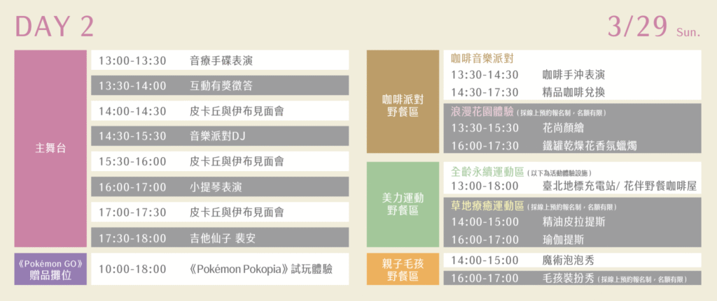 2026台北花伴野餐3/29活動總覽（圖片來源：2026台北花伴野餐官網）