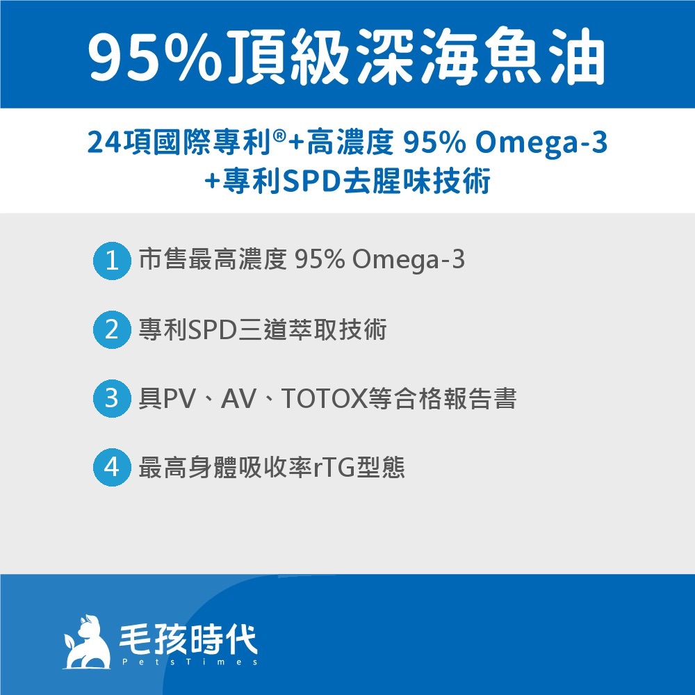 選購寵物魚油除了看包裝上的Omega-3標示之外，還有留意濃度、EPA及DHA比例